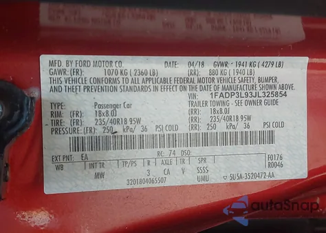 2018 Ford Focus St из США, поврежденный, VIN 1FADP3L93JL325854